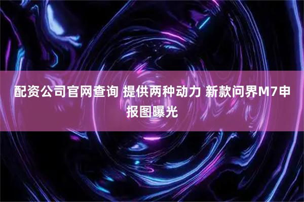 配资公司官网查询 提供两种动力 新款问界M7申报图曝光
